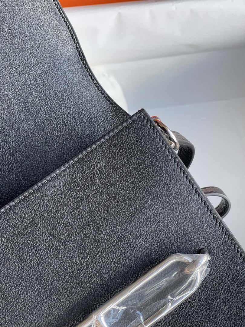 Hermès Mini Roulis Bag Black Evercolor Silver Hardware H50317