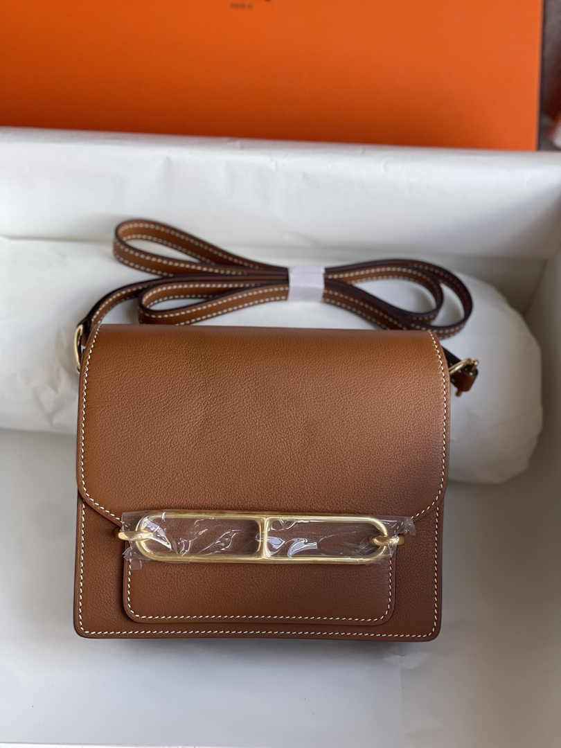 Hermès Mini Roulis Bag Brown Evercolor Gold Hardware H50319