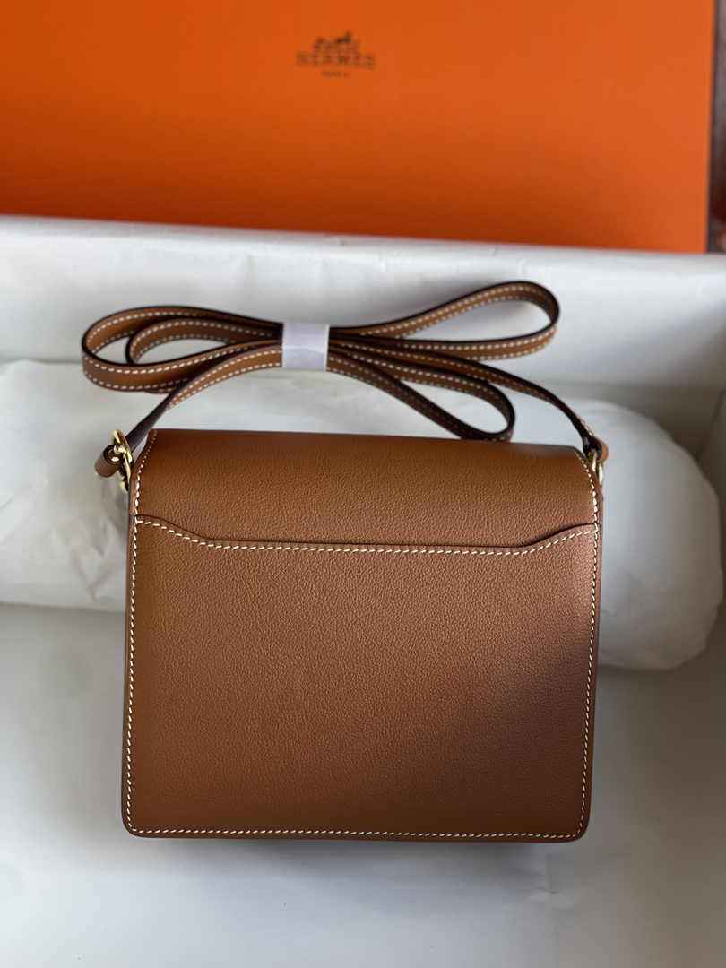 Hermès Mini Roulis Bag Brown Evercolor Gold Hardware H50319