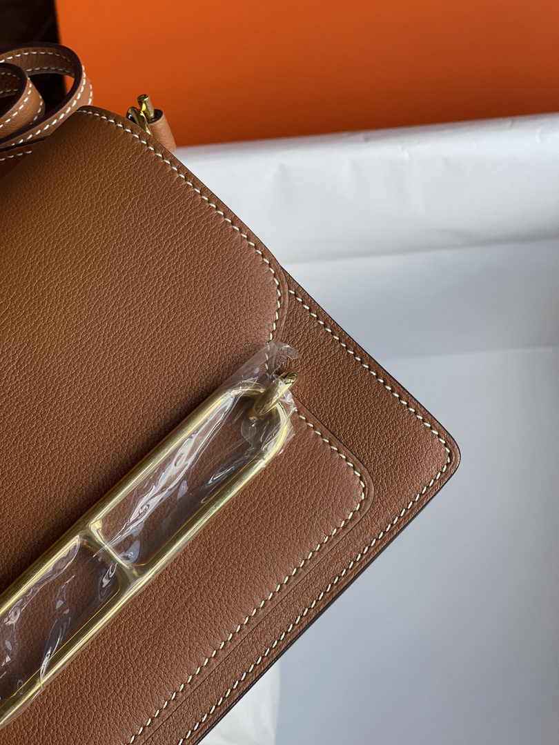 Hermès Mini Roulis Bag Brown Evercolor Gold Hardware H50319