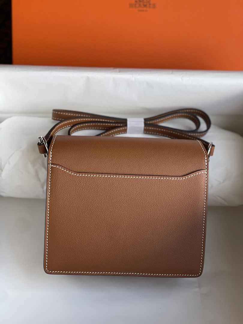 Hermès Mini Roulis Bag Brown Evercolor Silver Hardware H50320
