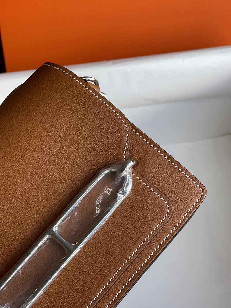 Hermès Mini Roulis Bag Brown Evercolor Silver Hardware H50320
