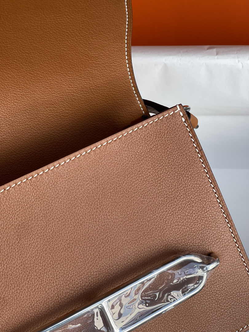 Hermès Mini Roulis Bag Brown Evercolor Silver Hardware H50320