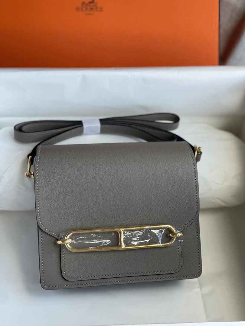 Hermès Mini Roulis Bag Gray Evercolor Gold Hardware H50333