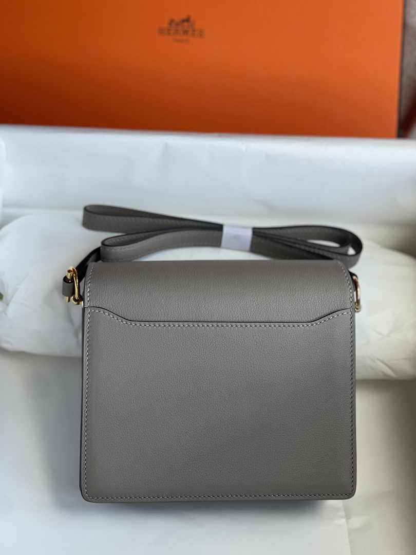 Hermès Mini Roulis Bag Gray Evercolor Gold Hardware H50333