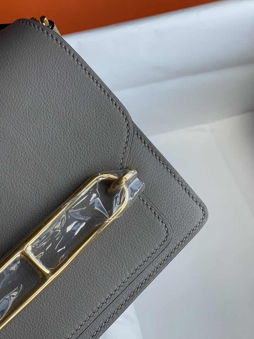 Hermès Mini Roulis Bag Gray Evercolor Gold Hardware H50333
