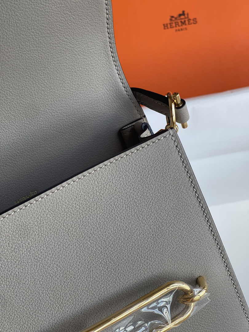 Hermès Mini Roulis Bag Gray Evercolor Gold Hardware H50333