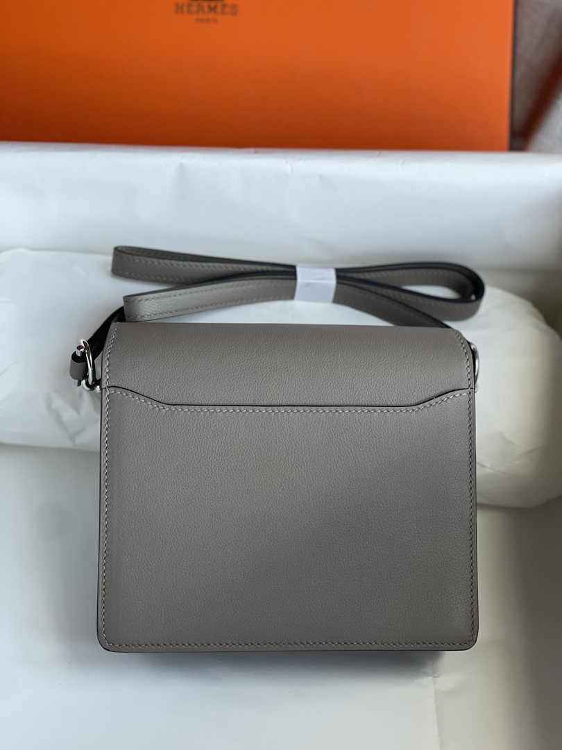 Hermès Mini Roulis Bag Gray Evercolor Silver Hardware H50334