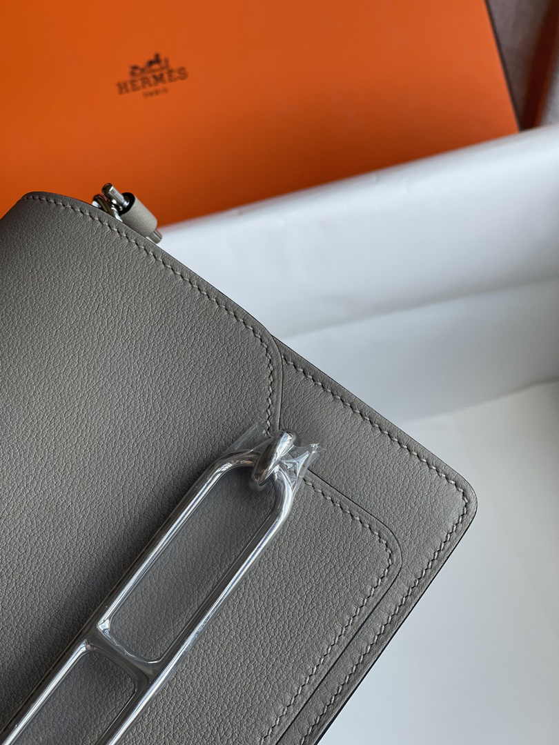 Hermès Mini Roulis Bag Gray Evercolor Silver Hardware H50334