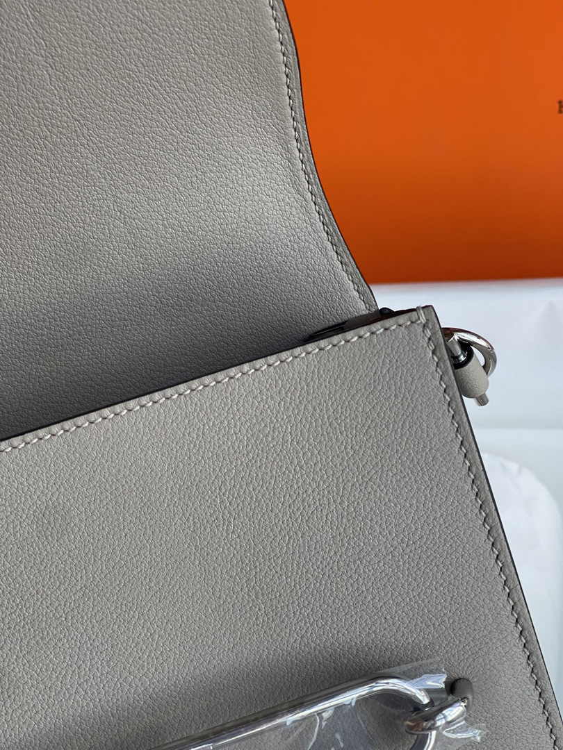 Hermès Mini Roulis Bag Gray Evercolor Silver Hardware H50334