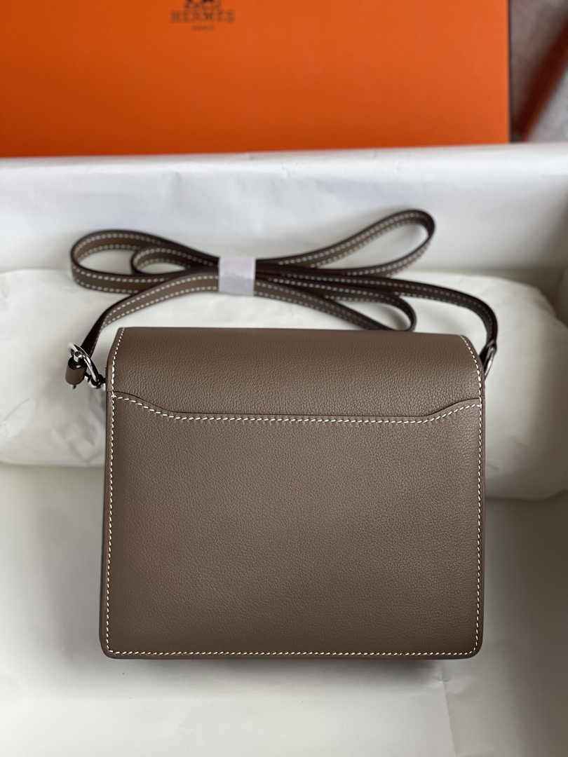 Hermès Mini Roulis Bag Light Brown Evercolor Silver Hardware H50336