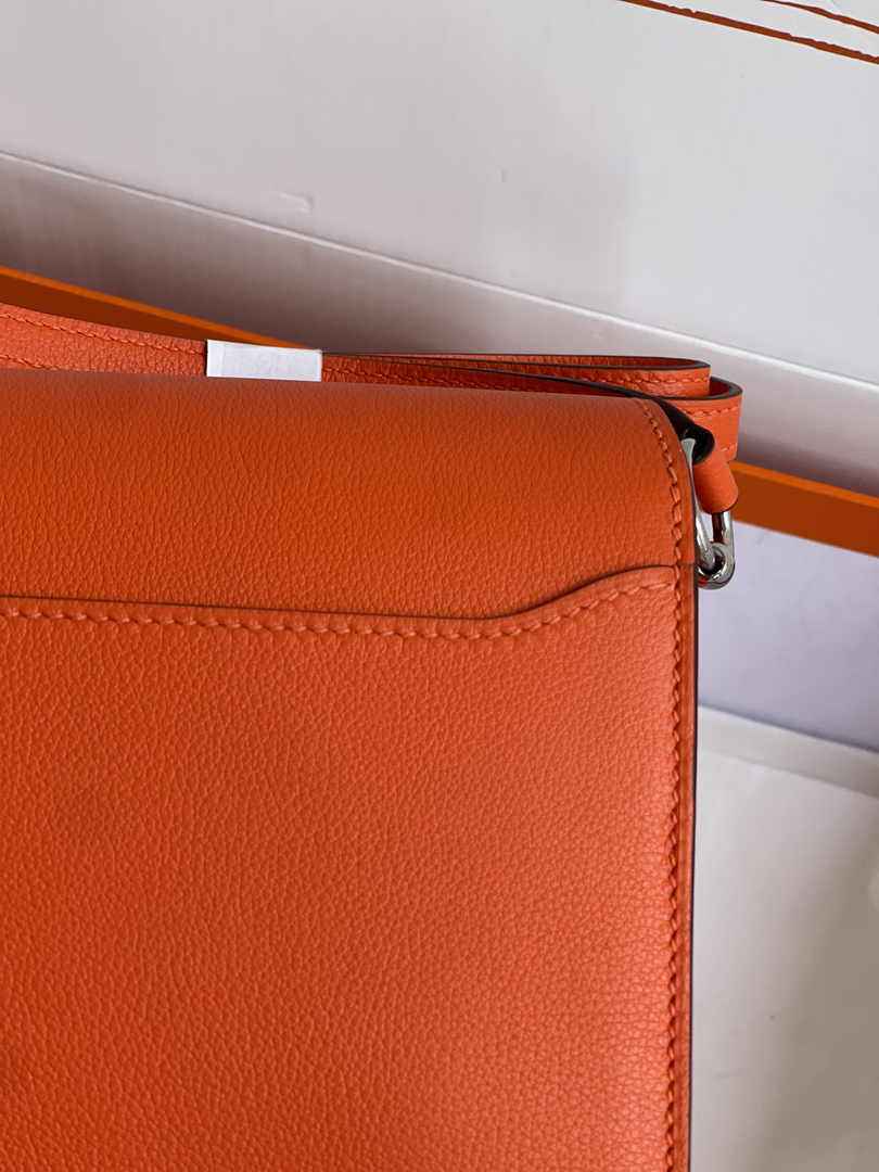 Hermès Mini Roulis Bag Orange Evercolor Silver Hardware H50337