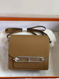Hermès Mini Roulis Bag Camel Evercolor Silver Hardware H50318