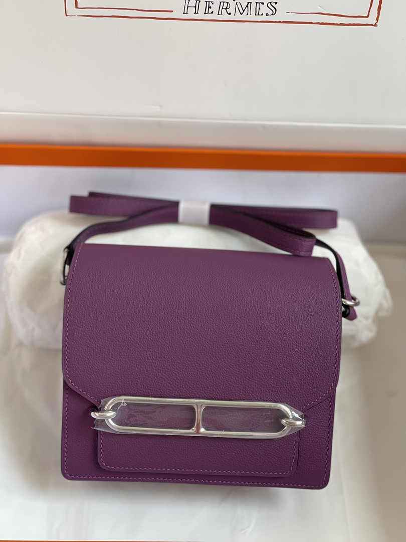 Hermès Mini Roulis Bag Purple Evercolor Silver Hardware H50338