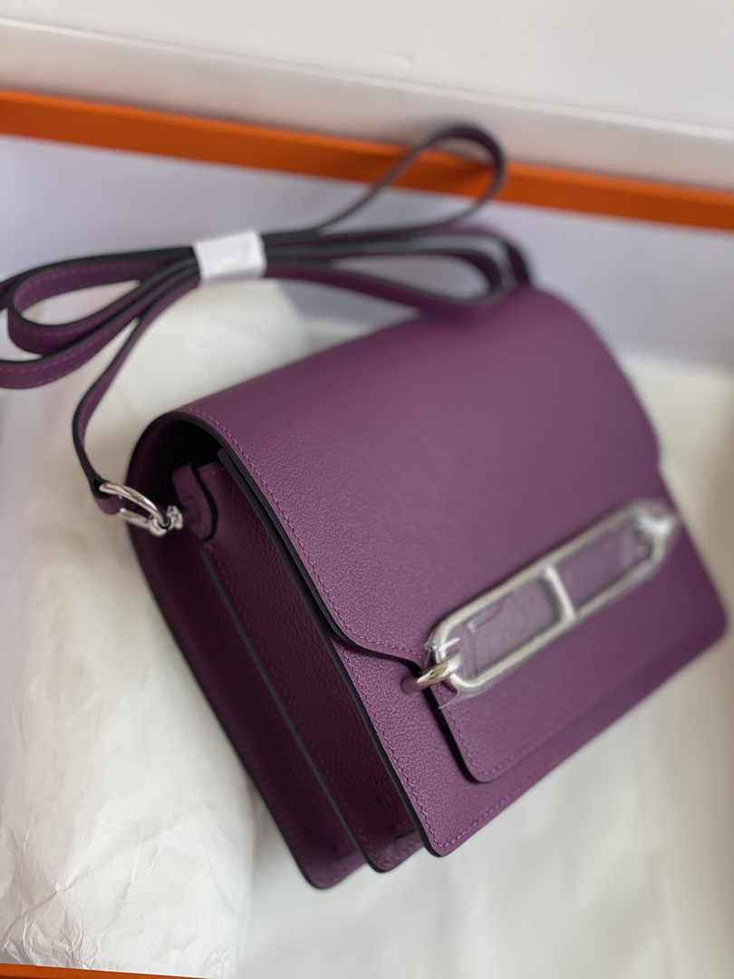 Hermès Mini Roulis Bag Purple Evercolor Silver Hardware H50338