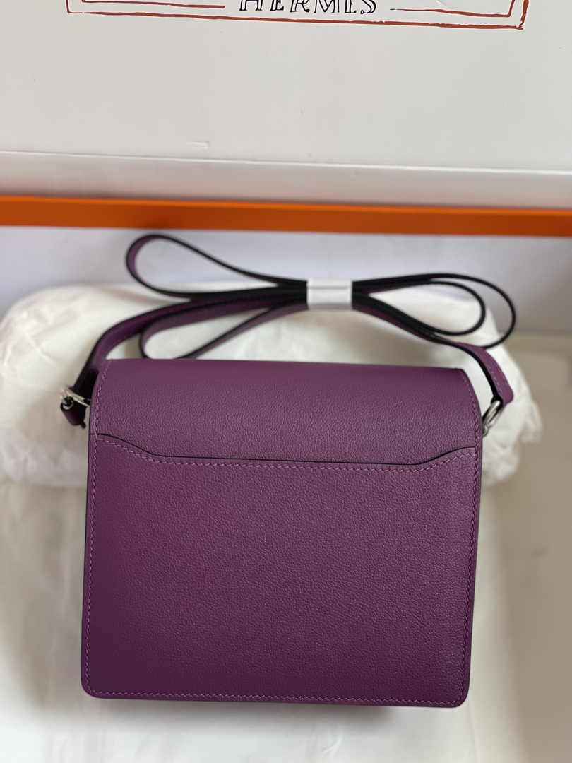 Hermès Mini Roulis Bag Purple Evercolor Silver Hardware H50338