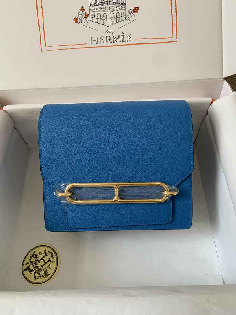 Hermès Mini Roulis Bag Light Blue Evercolor Gold Hardware H50321