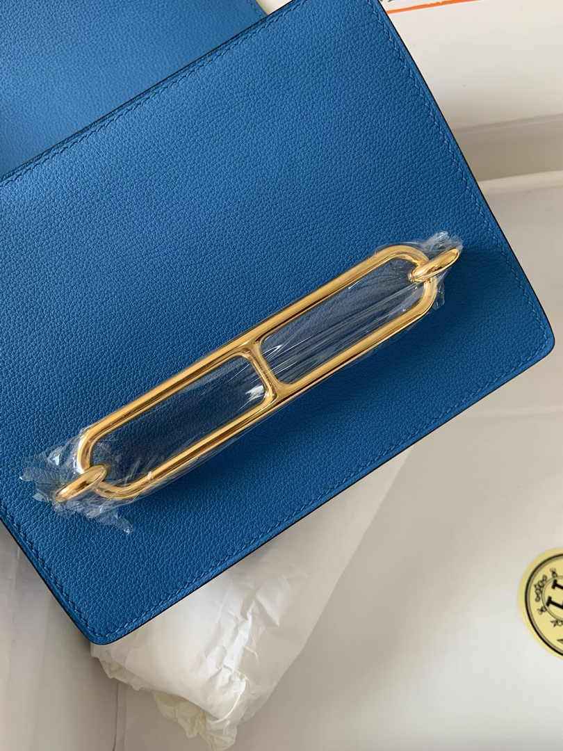 Hermès Mini Roulis Bag Light Blue Evercolor Gold Hardware H50321