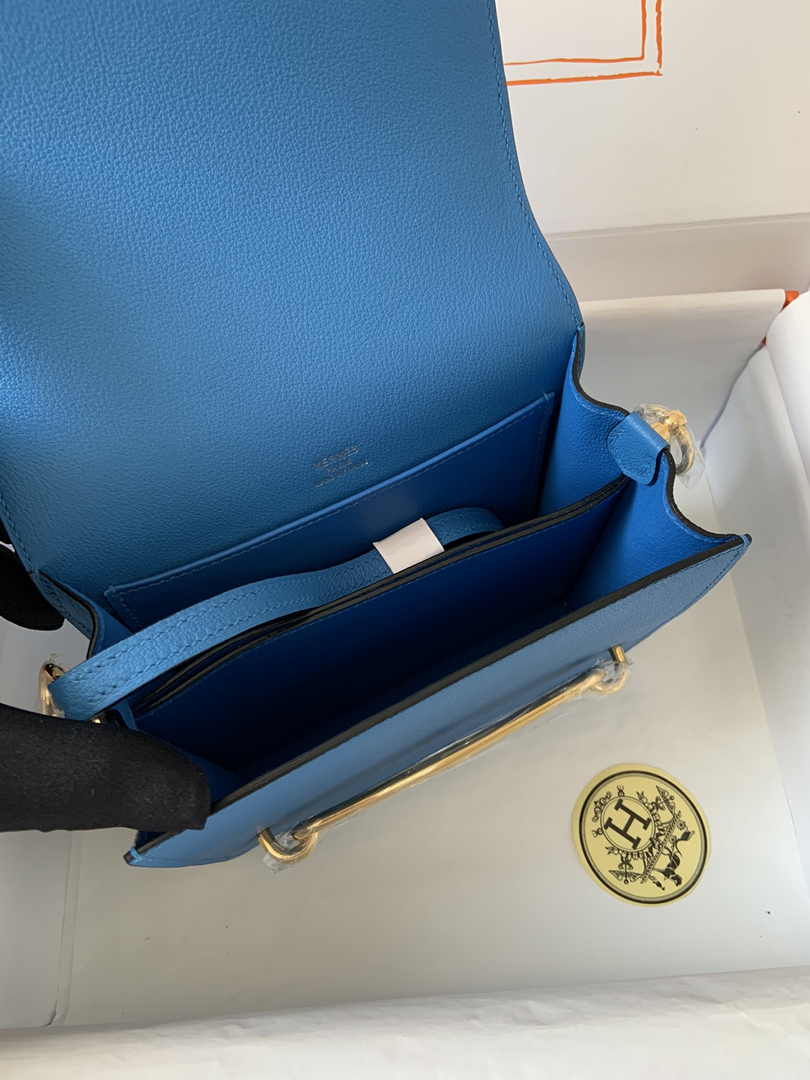 Hermès Mini Roulis Bag Light Blue Evercolor Gold Hardware H50321