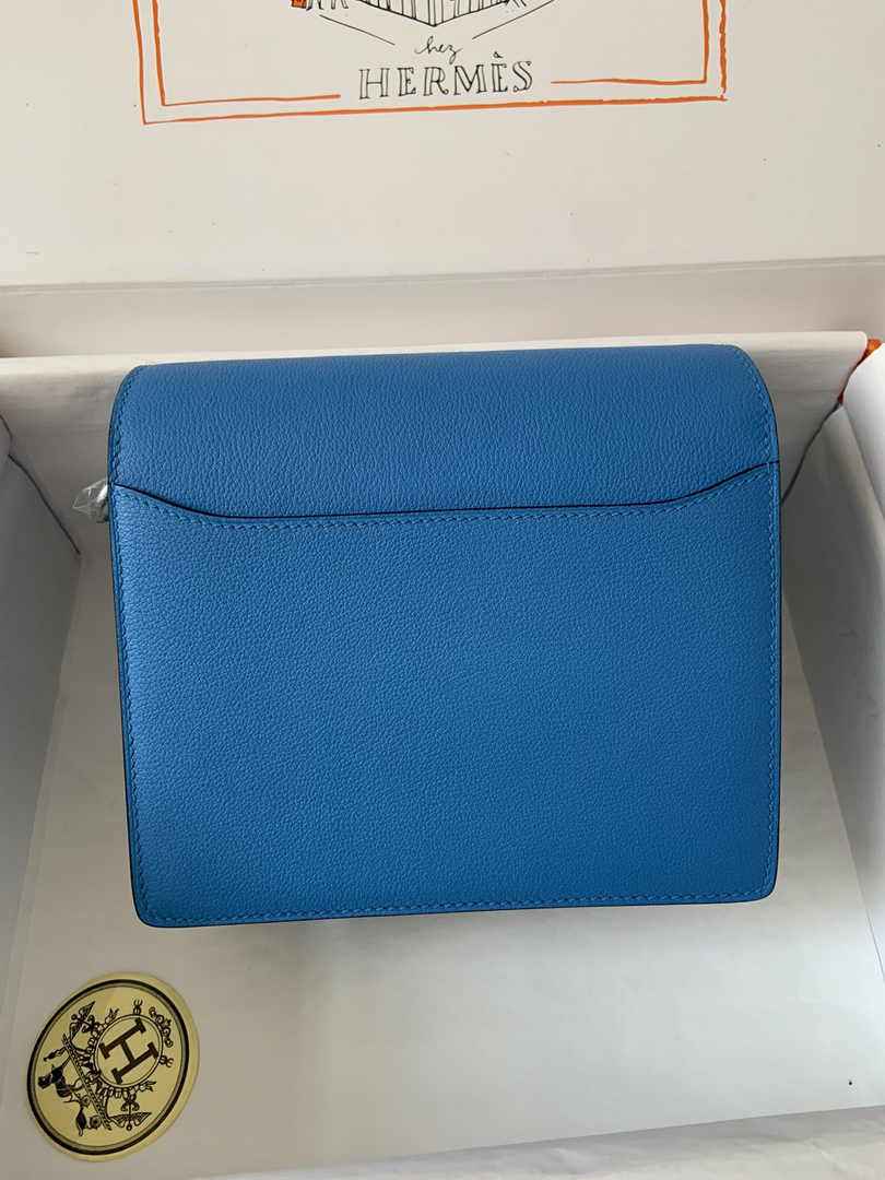 Hermès Mini Roulis Bag Light Blue Evercolor Silver Hardware H50322