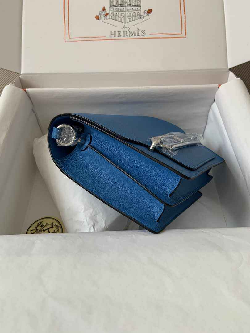 Hermès Mini Roulis Bag Light Blue Evercolor Silver Hardware H50322