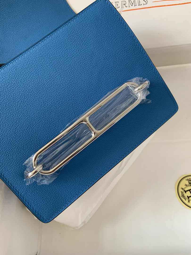 Hermès Mini Roulis Bag Light Blue Evercolor Silver Hardware H50322