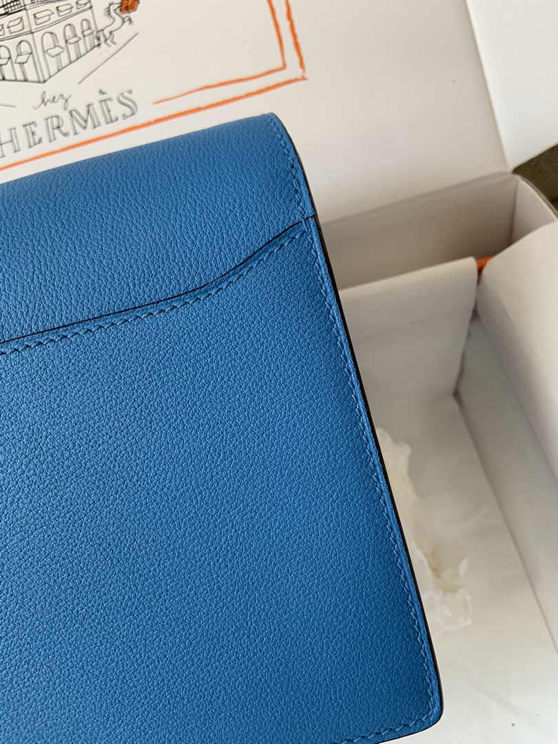Hermès Mini Roulis Bag Light Blue Evercolor Silver Hardware H50322