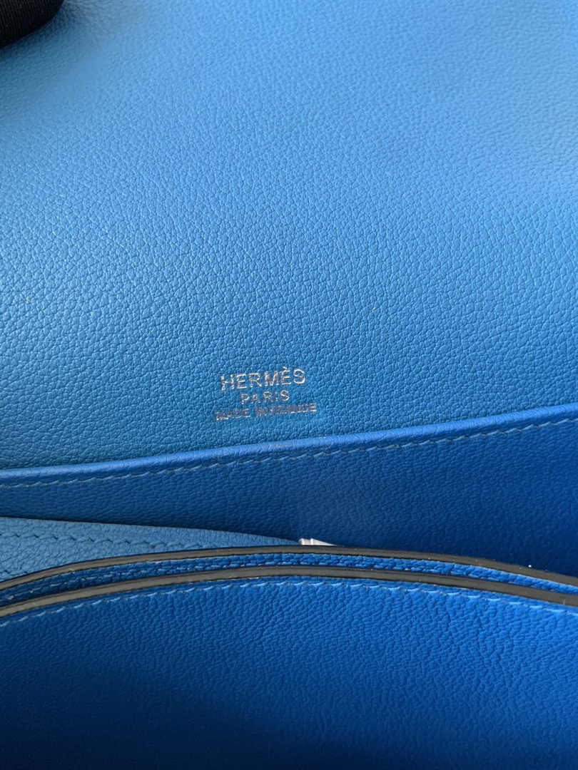 Hermès Mini Roulis Bag Light Blue Evercolor Silver Hardware H50322