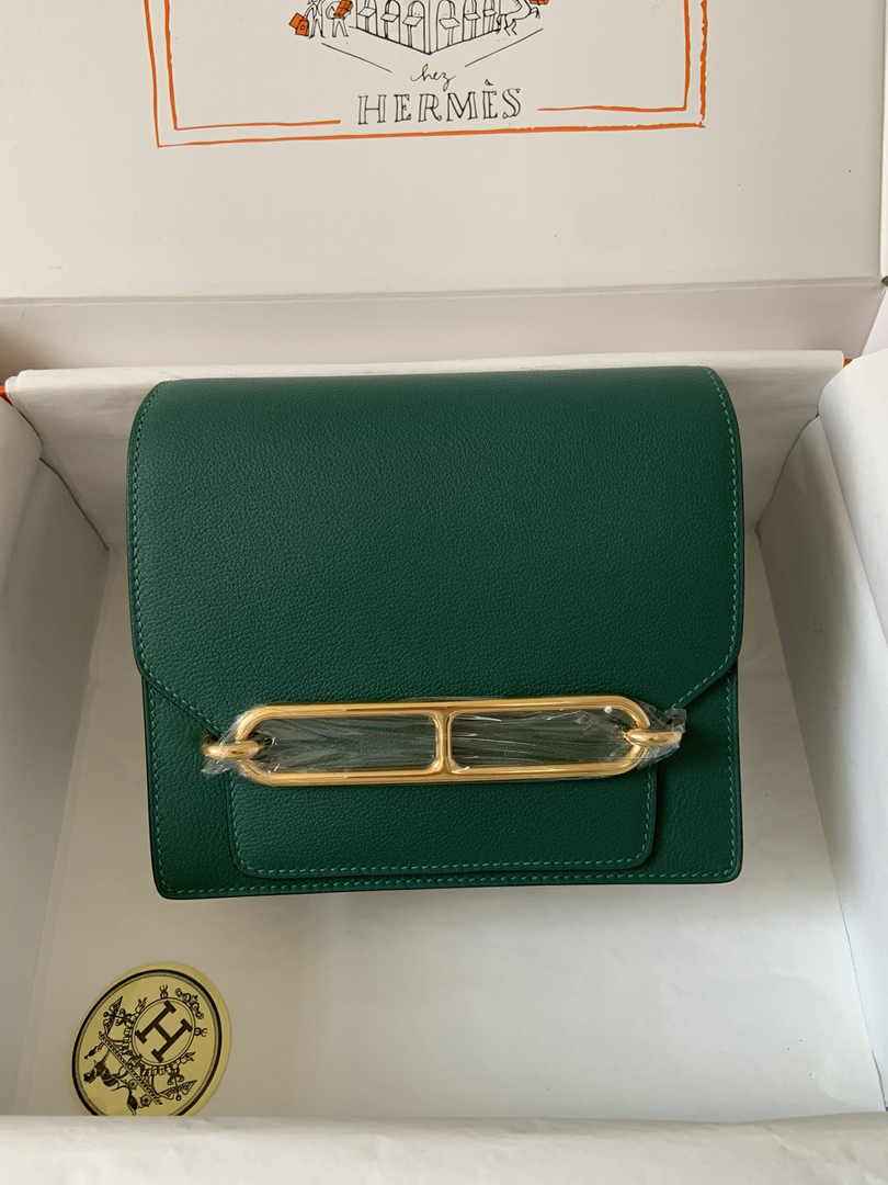 Hermès Mini Roulis Bag Green Evercolor Gold Hardware H50323