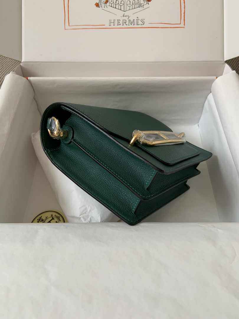Hermès Mini Roulis Bag Green Evercolor Gold Hardware H50323