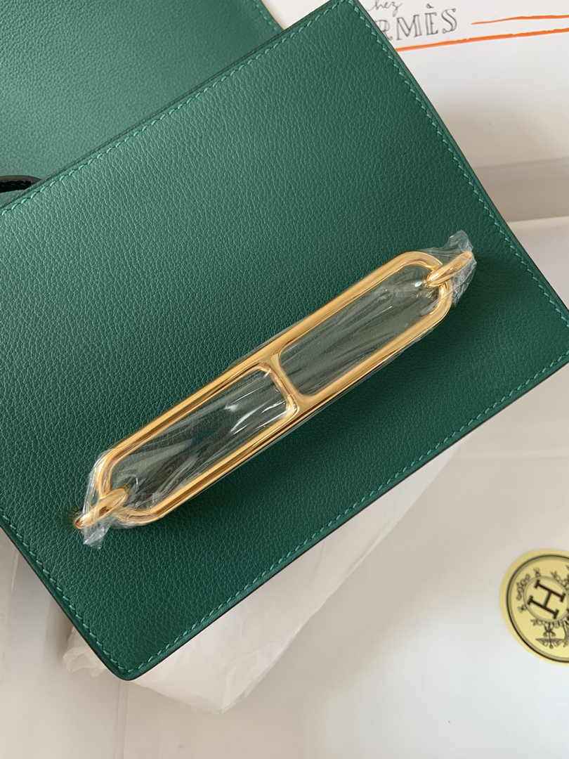 Hermès Mini Roulis Bag Green Evercolor Gold Hardware H50323
