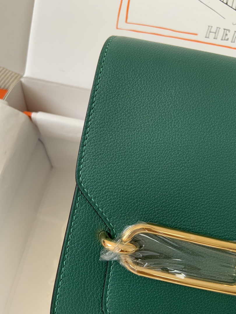 Hermès Mini Roulis Bag Green Evercolor Gold Hardware H50323