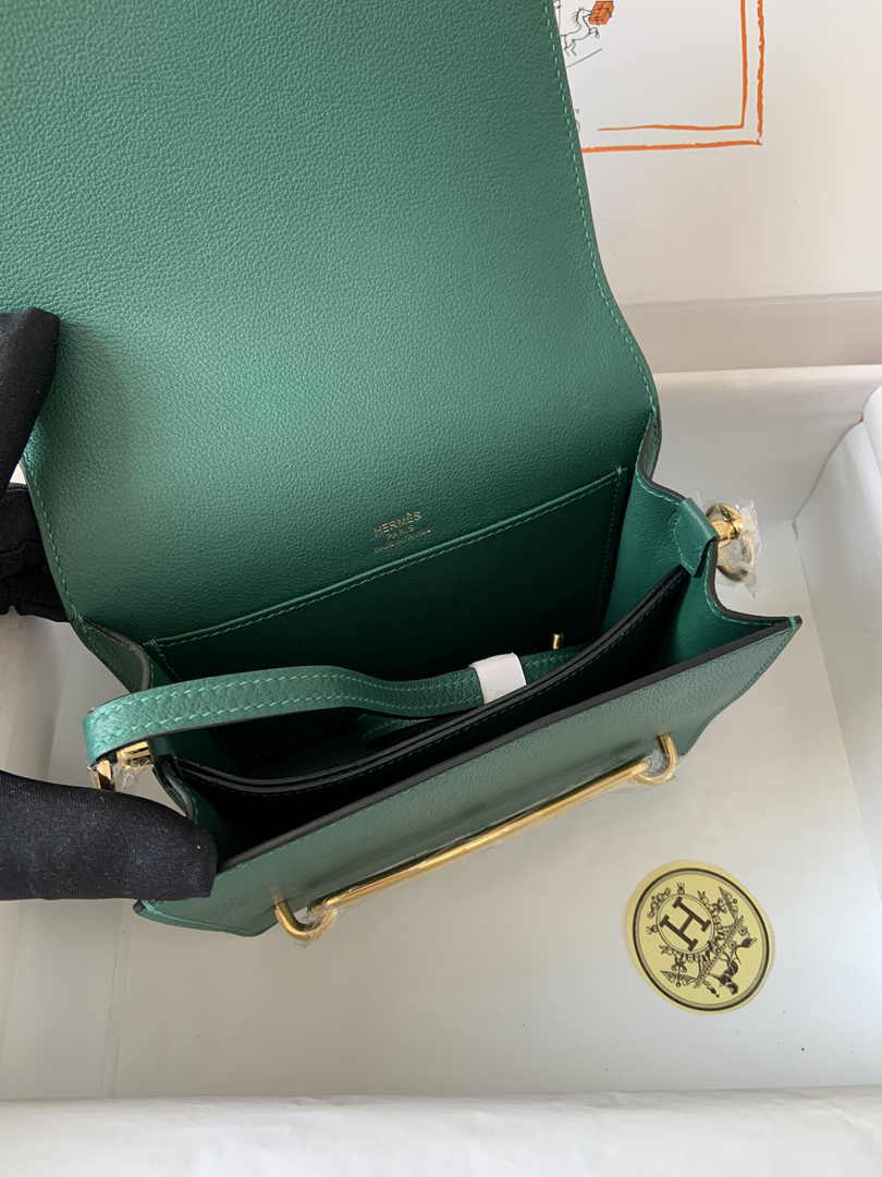 Hermès Mini Roulis Bag Green Evercolor Gold Hardware H50323