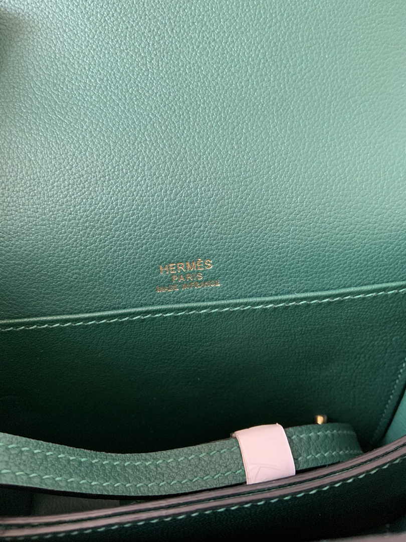 Hermès Mini Roulis Bag Green Evercolor Gold Hardware H50323