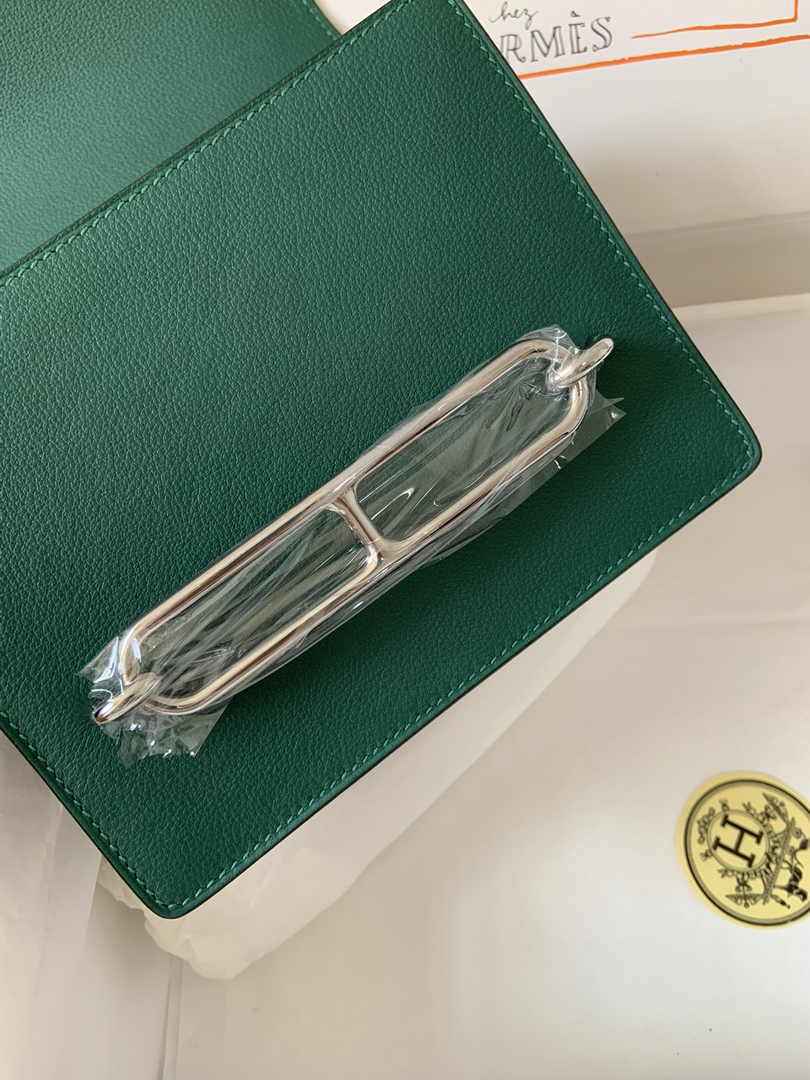 Hermès Mini Roulis Bag Green Evercolor Silver Hardware H50324