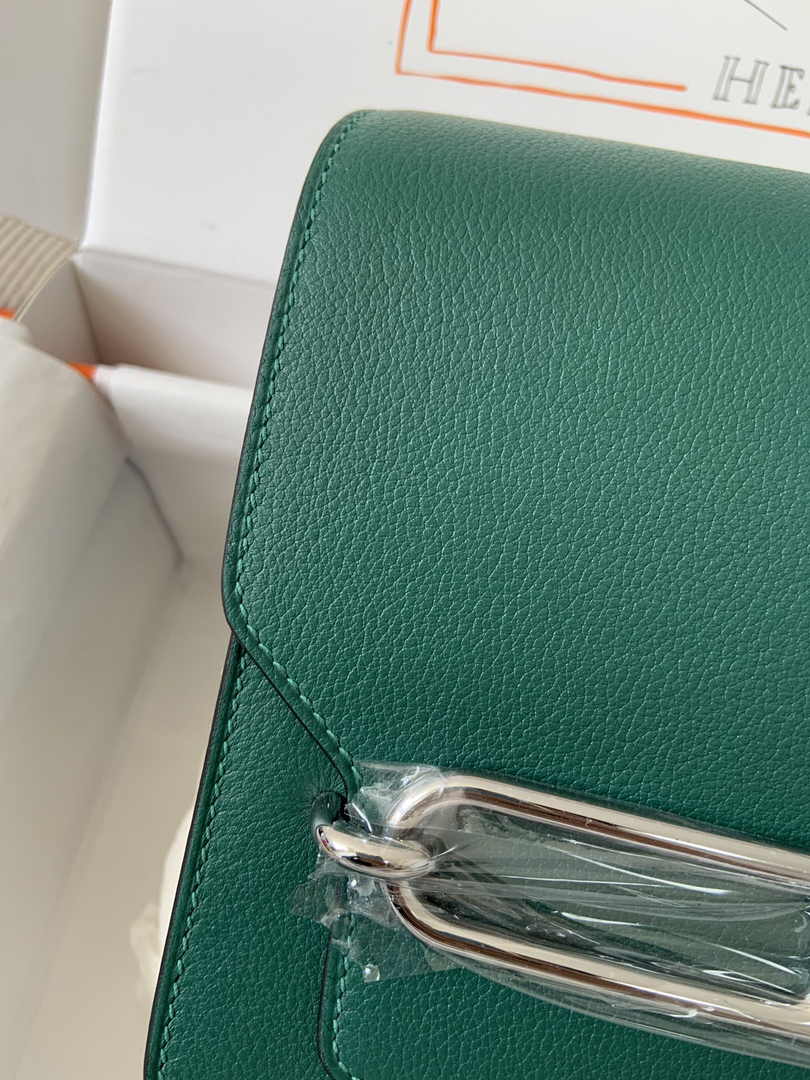 Hermès Mini Roulis Bag Green Evercolor Silver Hardware H50324