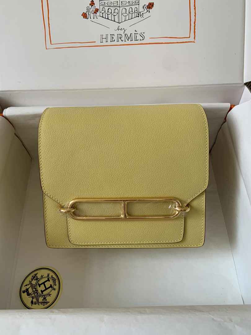 Hermès Mini Roulis Bag Light Yellow Evercolor Gold Hardware H50329