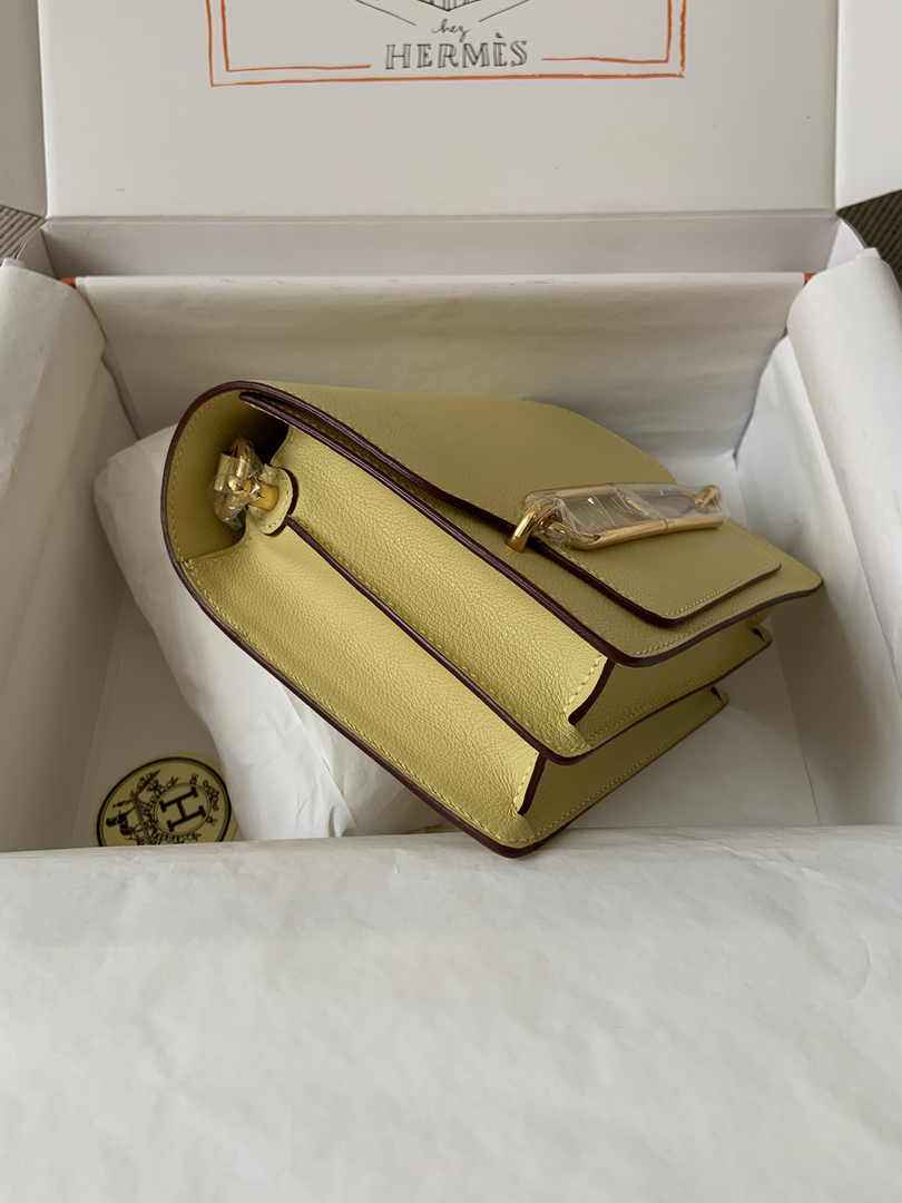 Hermès Mini Roulis Bag Light Yellow Evercolor Gold Hardware H50329