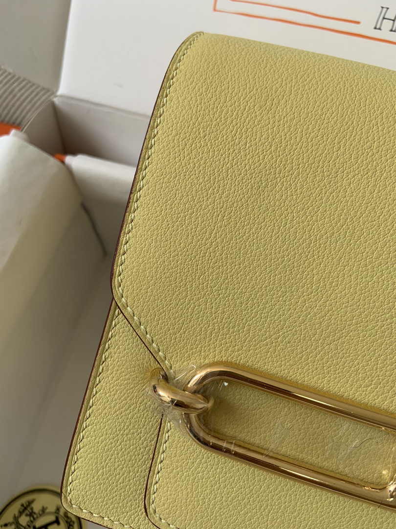 Hermès Mini Roulis Bag Light Yellow Evercolor Gold Hardware H50329