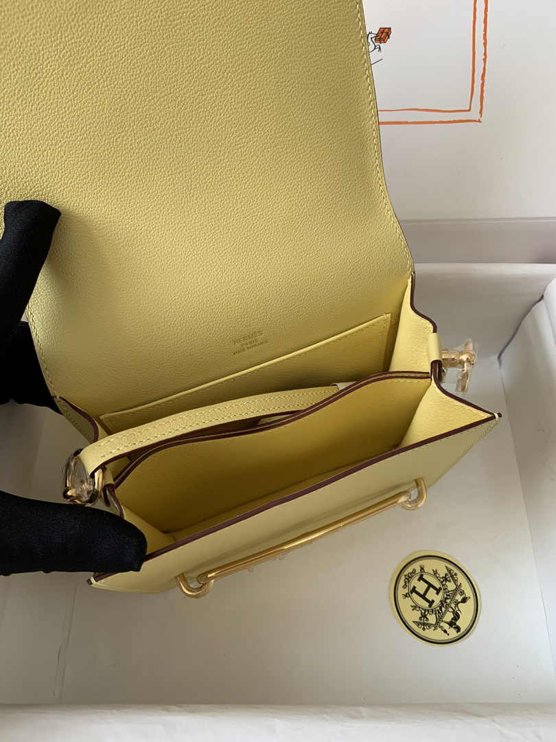 Hermès Mini Roulis Bag Light Yellow Evercolor Gold Hardware H50329