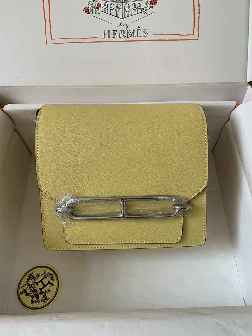Hermès Mini Roulis Bag Light Yellow Evercolor Silver Hardware H50330