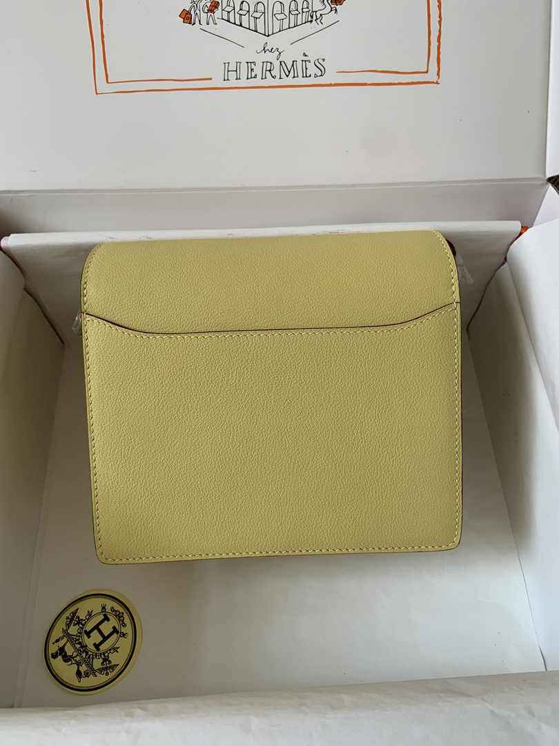 Hermès Mini Roulis Bag Light Yellow Evercolor Silver Hardware H50330