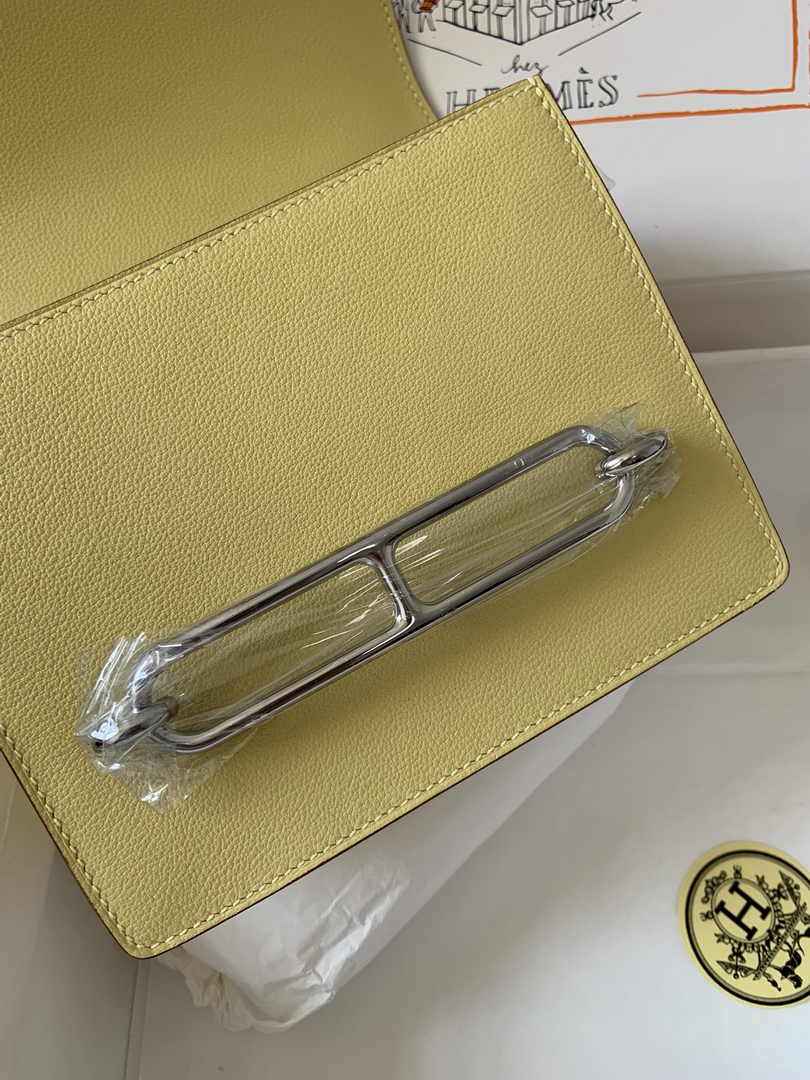 Hermès Mini Roulis Bag Light Yellow Evercolor Silver Hardware H50330
