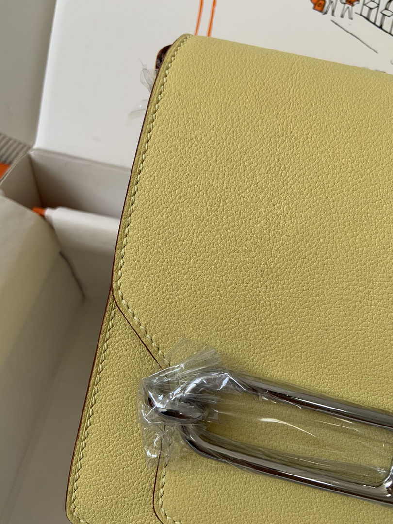 Hermès Mini Roulis Bag Light Yellow Evercolor Silver Hardware H50330