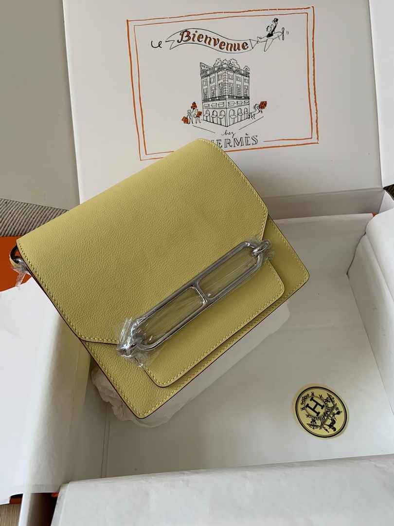 Hermès Mini Roulis Bag Light Yellow Evercolor Silver Hardware H50330