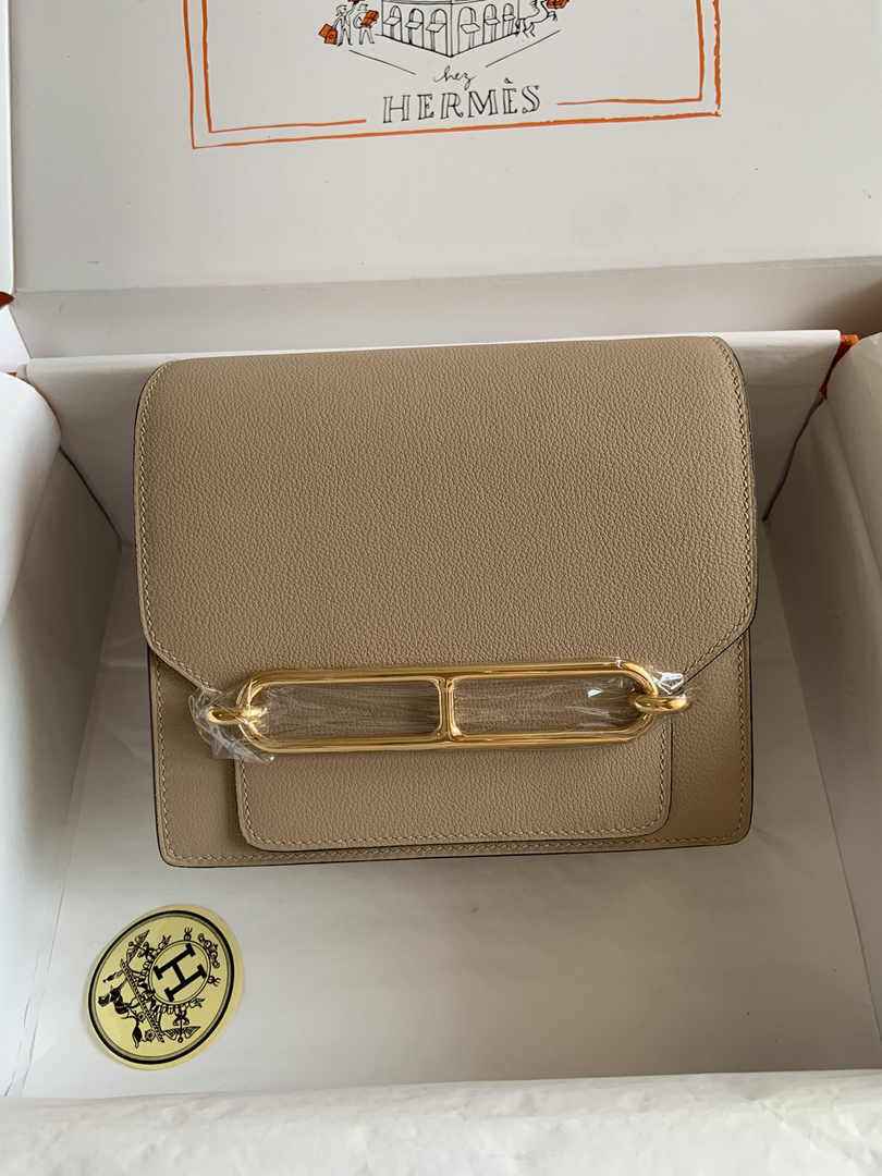 Hermès Mini Roulis Bag Apricot Evercolor Gold Hardware H50331