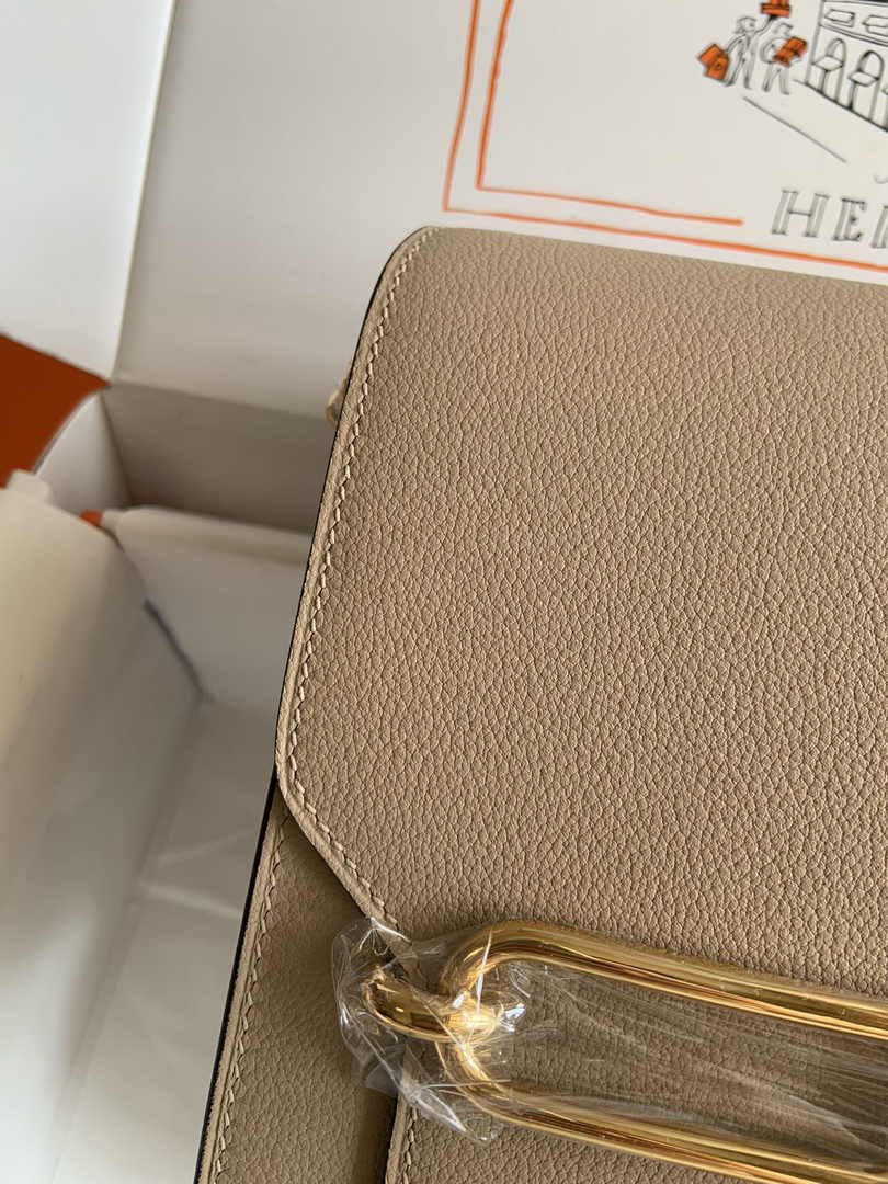 Hermès Mini Roulis Bag Apricot Evercolor Gold Hardware H50331