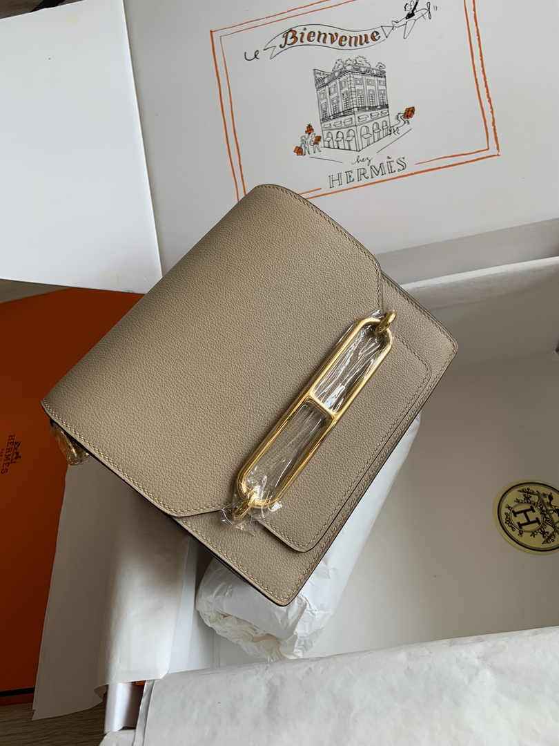 Hermès Mini Roulis Bag Apricot Evercolor Gold Hardware H50331