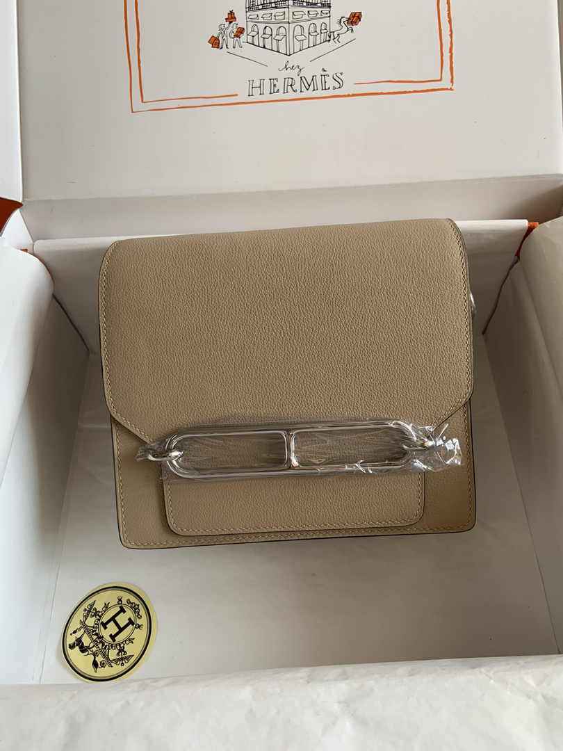 Hermès Mini Roulis Bag Apricot Evercolor Gold Hardware H50332
