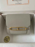 Hermès Mini Roulis Bag Light Gray Evercolor Gold Hardware H50327